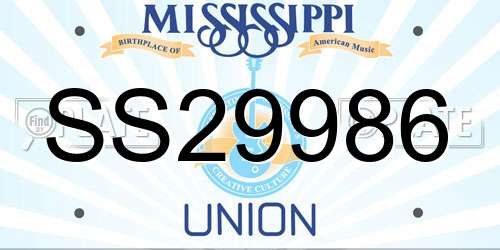 SS29986 Mississippi License Plate
