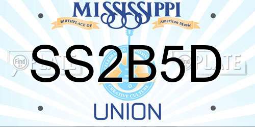 SS2B5D Mississippi License Plate