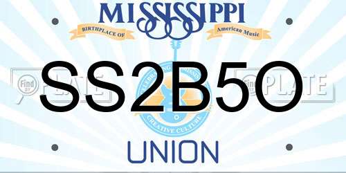 SS2B5O Mississippi License Plate