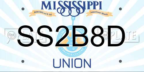 SS2B8D Mississippi License Plate
