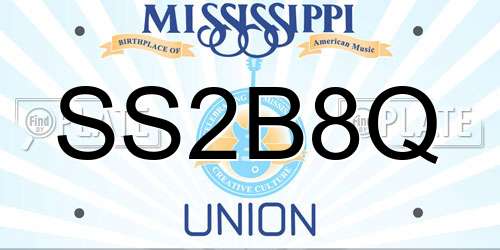SS2B8Q Mississippi License Plate