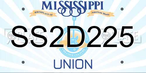 SS2D225 Mississippi License Plate