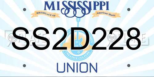 SS2D228 Mississippi License Plate