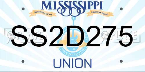 SS2D275 Mississippi License Plate