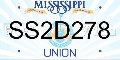 SS2D278 Mississippi License Plate