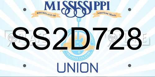 SS2D728 Mississippi License Plate