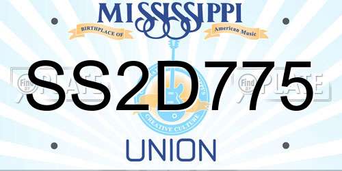 SS2D775 Mississippi License Plate