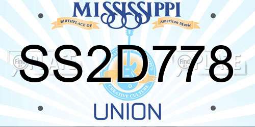 SS2D778 Mississippi License Plate
