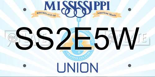 SS2E5W Mississippi License Plate