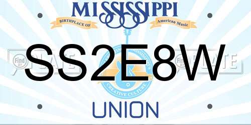 SS2E8W Mississippi License Plate