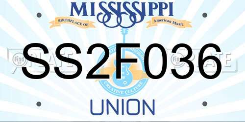 SS2F036 Mississippi License Plate