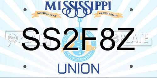 SS2F8Z Mississippi License Plate