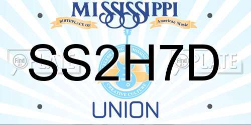 SS2H7D Mississippi License Plate