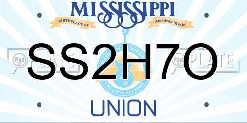 SS2H7O Mississippi License Plate