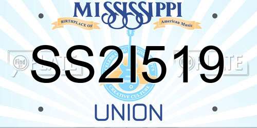SS2I519 Mississippi License Plate