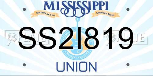 SS2I819 Mississippi License Plate