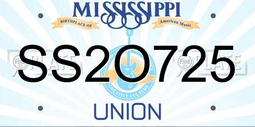 SS2O725 Mississippi License Plate