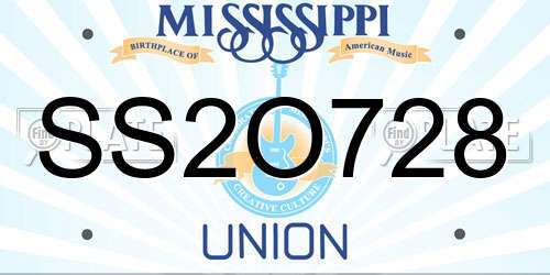 SS2O728 Mississippi License Plate