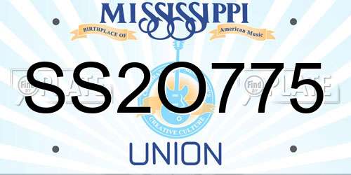 SS2O775 Mississippi License Plate