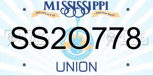 SS2O778 Mississippi License Plate