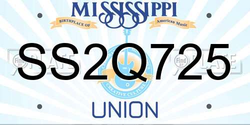 SS2Q725 Mississippi License Plate