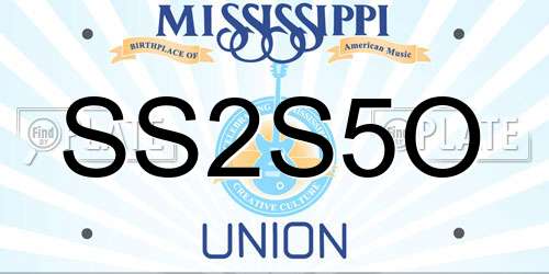 SS2S5O Mississippi License Plate