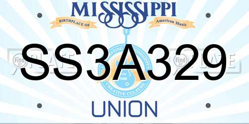 SS3A329 Mississippi License Plate