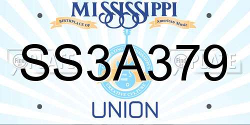 SS3A379 Mississippi License Plate