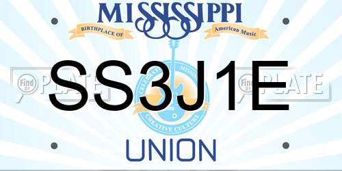 SS3J1E Mississippi License Plate