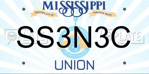 SS3N3C Mississippi License Plate
