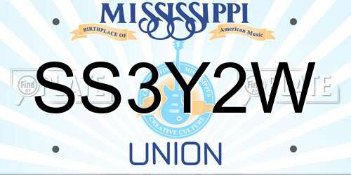 SS3Y2W Mississippi License Plate