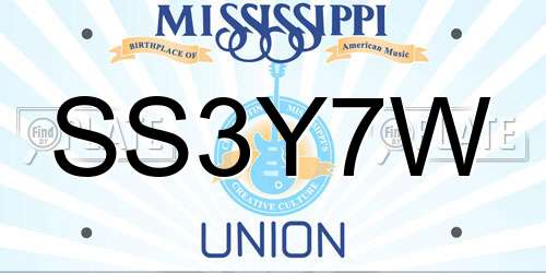 SS3Y7W Mississippi License Plate