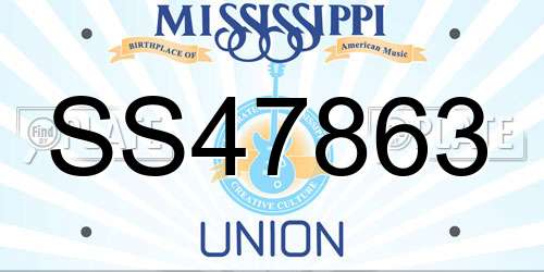 SS47863 Mississippi License Plate