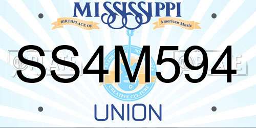 SS4M594 Mississippi License Plate
