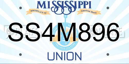 SS4M896 Mississippi License Plate