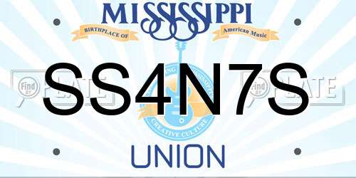 SS4N7S Mississippi License Plate