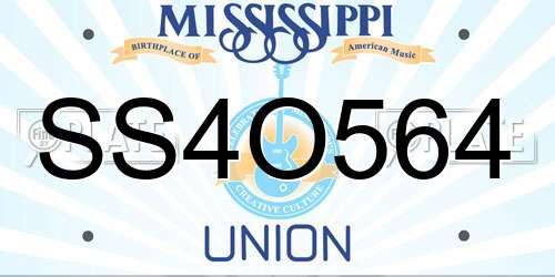 SS4O564 Mississippi License Plate