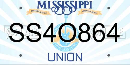 SS4O864 Mississippi License Plate