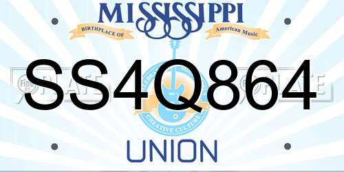 SS4Q864 Mississippi License Plate