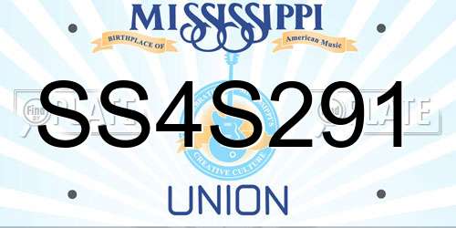 SS4S291 Mississippi License Plate