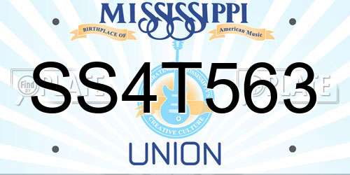 SS4T563 Mississippi License Plate