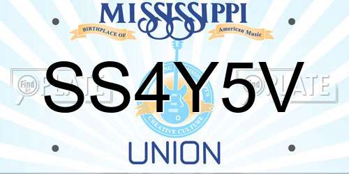 SS4Y5V Mississippi License Plate
