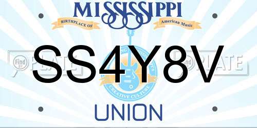 SS4Y8V Mississippi License Plate