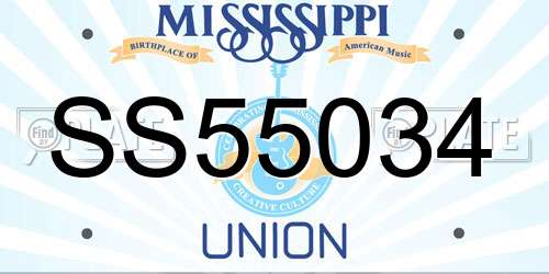 SS55034 Mississippi License Plate