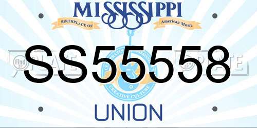 SS55558 Mississippi License Plate