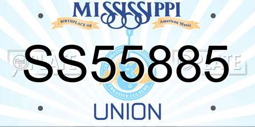 SS55885 Mississippi License Plate
