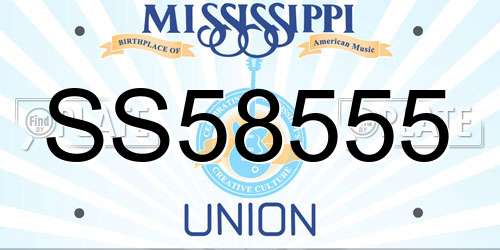 SS58555 Mississippi License Plate