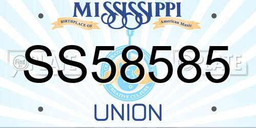 SS58585 Mississippi License Plate