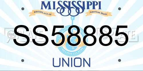 SS58885 Mississippi License Plate