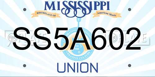 SS5A602 Mississippi License Plate